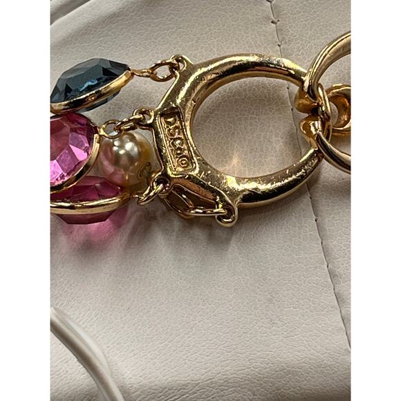 D.S. Co. Daniel Swarovski Vintage Triple Strand Pearl Pink Blue Crystal Necklace - Picture 7 of 11